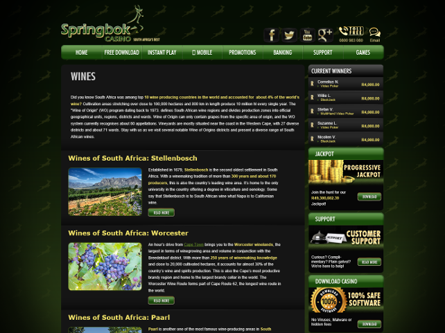 Springbok Casino celebrating wine