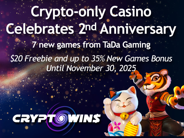 CryptoWins Celebrates a Milestone 2nd Anniversary with New TaDa Gaming Titles and Generous Promotions