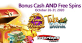 Intertops Poker is Giving up to $70 Cash AND up to 30 Free Spins with Deposits This Week