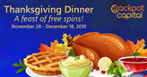 Jackpot Capital Casino Serving Free Spins and Bonuses up to $1500 for Thanksgiving Dinner