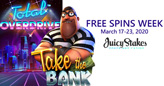 Total Overdrive and Take the Bank: New Betsoft Games featured during Free Spins Week at Juicy Stakes