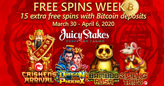 During Free Spins Week, Juicy Stakes Giving Extra Free Spins for Bitcoin Deposits
