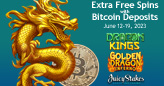 Juicy Stakes Giving Free Spins on 2 Dragon Slots and 30 Extra Free Spins with Bitcoin Deposits