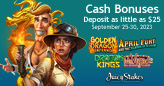 Juicy Stakes Giving Free Spins on Four New Betsoft Slots with Deposits as Little as $25