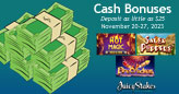 Juicy Stakes Casino Giving up to $500 Cash Bonuses for 3 Hot Slots, Plus Free Roulette and Free Blackjack Bets