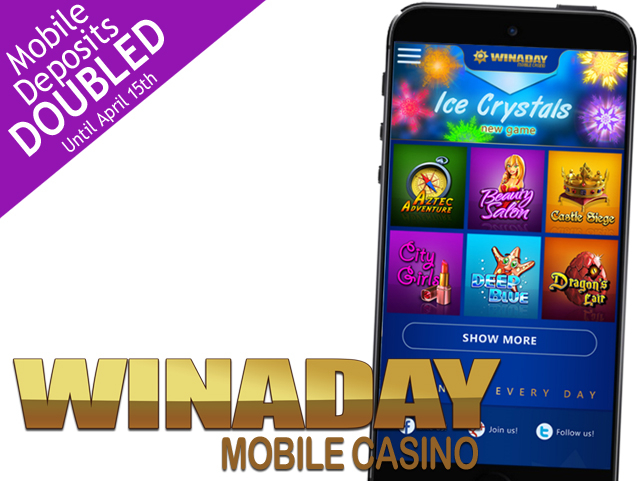 Mobile deposit bonus on at WinADay Casino